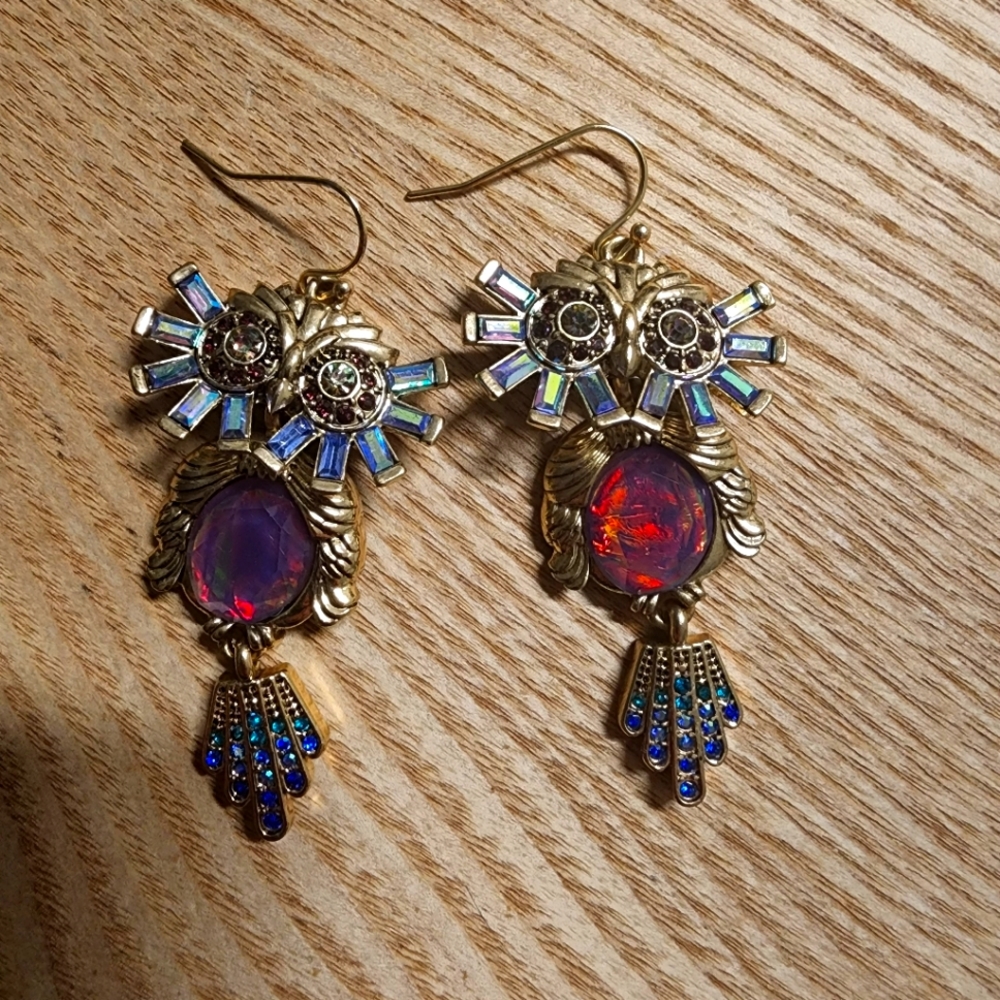 BETSEY JOHNSON OWL EARRINGS